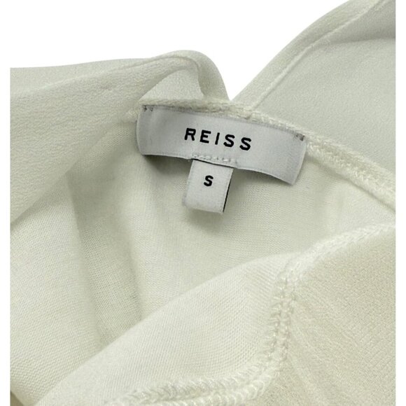 Reiss White Camille Semi Sheer Twin Pocket Top Blouse Viscose Lined EUC Size S - Picture 9 of 11